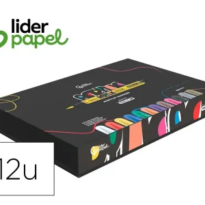ROTULADOR LIDERPAPEL ACRYLIC BASE AGUA TODO TIPO DE SUPERFICIE PUNTA PINCEL CAJA DE 12 UNIDADES COLORES