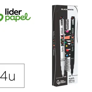 ROTULADOR LIDERPAPEL ACRYLIC BASE AGUA TODO TIPO DE SUPERFICIE PUNTA FINA 0,7 MM CAJA DE 4 PERFILADORES