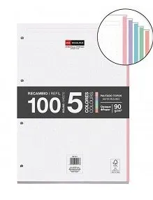RECAMBIO NOTEBOOKS A4 100 PUNTEADAS 90G 4 / TALADROS EMOT. PASTEL MR