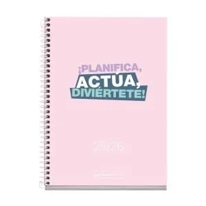 AGENDA ESCOLAR ACTIVA SEMANA VISTA A6 ROSA 25-26 MIQUELRIUS