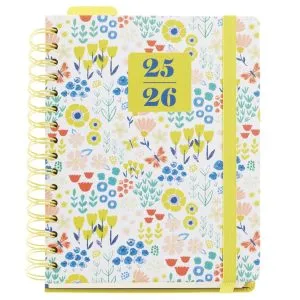 AGENDA ESCOLAR SEMANA VISTA MIQUELRIUS A5 FLORAL AMARILLA