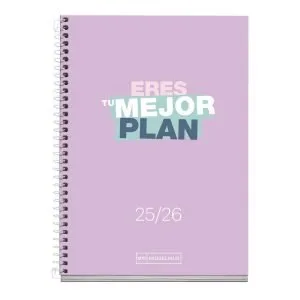 AGENDA ESCOLAR ACTIVA SEMANA VISTA A6 LILA 25-26 MIQUELRIUS